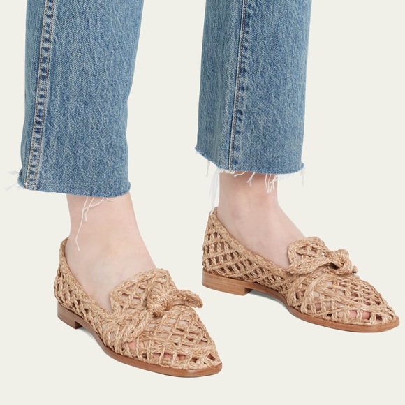 Alexandre Birman Clarita Raffia Knot Loafers in Beige - Picture 8 of 8